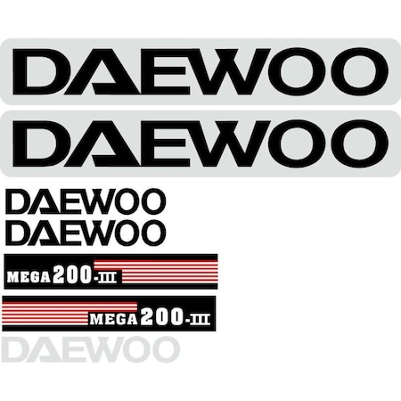 Aftermarket Decal Set for Daewoo Mega 200-III Excavator DWMEGA200DECALSET